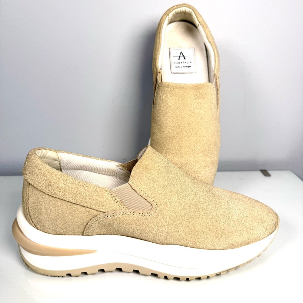 Aquatalia Beige Slip-On Sneakers